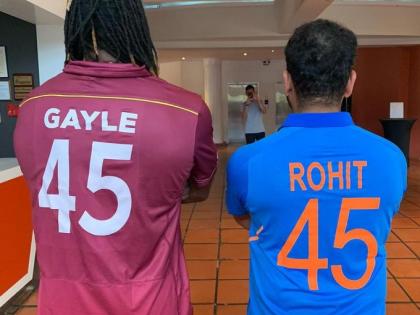 WATCH Rohit Sharma's special message for Chris Gayle breaking Chris Gayle’s six-hitting record ‘A small little happy moment for me’ see video Universe Boss | Rohit Sharma-Chris Gayle six-hitting record: यूनिवर्सल बॉस तो यूनिवर्सल बॉस है..., सबसे ज्यादा छक्कों का रिकॉर्ड तोड़ने पर बोले हिटमैन, देखें वीडियो