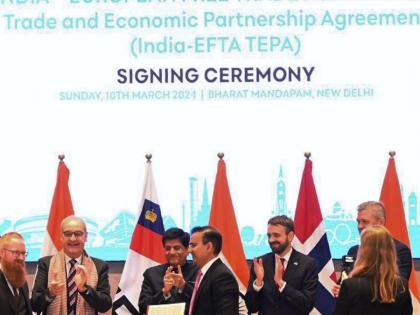 India-EFTA Free trade agreement 1 October investment 100 billion dollars employment 1 million people know main points Piyush Goyal | India-EFTA Deal: 1 अक्टूबर से मुक्त व्यापार समझौता, 100 अरब डॉलर के निवेश और 10 लाख लोगों को नौकरी, जानें मुख्य बातें India-EFTA Free trade agreement 1 October investment 100 billion dollars employment 1 million people know main points Piyush Goyal | India-EFTA Deal: 1 अक्टूबर से मुक्त व्यापार समझौता, 100 अरब डॉलर के निवेश और 10 लाख लोगों को नौकरी, जानें मुख्य बातें
