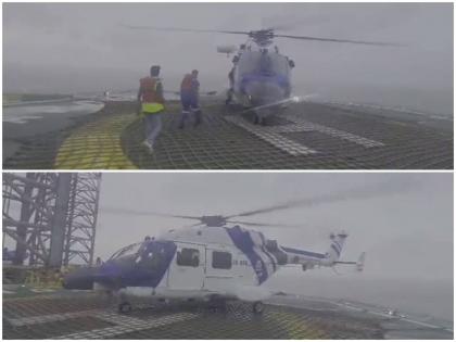 Indian Coast Guard rescued 50 personnel trapped in the rig Cyclone Biparjoy video | Cyclone Biparjoy: रिग में फंसे 50 कर्मियों को इंडियन कोस्टगार्ड ने सुरक्षित निकाला बाहर, रेस्क्यू का वीडियो आया सामने