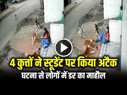 Indore Street Dog Attack a College Student Girl in Srinagar Extension Watch Viral Video | 4 कुत्तों ने स्टूडेंट पर किया जानलेवा अटैक, इंदौर के श्रीनगर एक्सटेंशन की घटना, देखें वायरल वीडियो