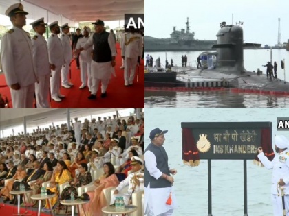 second Kalvari-class Submarine INS Khanderi Defence Minister Rajnath Singh commissioning ceremony | स्वदेशी पनडुब्बी खंडेरी नेवी में शामिल, राजनाथ ने कहा-पाक को समझना चाहिए भारत झटका देने में सक्षम