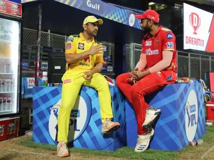 IPL 2021 csk captain ms dhoni tips pbks cricketer m shahrukh khan kl rahul photo viral | IPL 2021: मैच के बाद गुरु धोनी से मिले तमिलनाडु के ‘पावर हिटर’ शाहरुख खान, फोटो वायरल