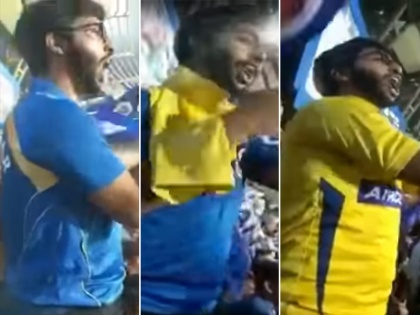 ipl 2018 mumbai indians fan changed tshirt after seeing dhoni video goes viral | IPL 2018: धोनी को देखते ही मुंबई इंडियंस के फैन ने बदला पाला, ये मजेदार वीडियो हुआ वायरल