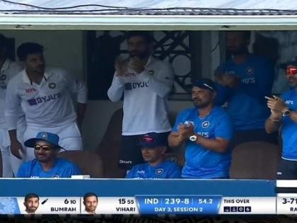 IND vs SA Jasprit Bumrah's six Kagiso Rabada dugout feet applaud South Africa vs India virat kohli | IND vs SA: दूसरी पारी में भी बुमराह ने रबाडा पर जड़ दिया छक्का, डगआउट में विराट कोहली सहित सभी खिलाड़ी उछले