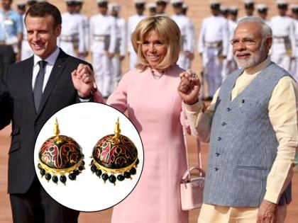 PM narendra modi gifts to Brigitte Macron, wife of french president Emmanuel Macron, gulabi meenakari Jewellery | पीएम नरेंद्र मोदी ने ब्रिगिटी मैक्रों को गिफ्ट किया था बनारस का ये स्पेशल झुमका, जानें क्या है खासियत