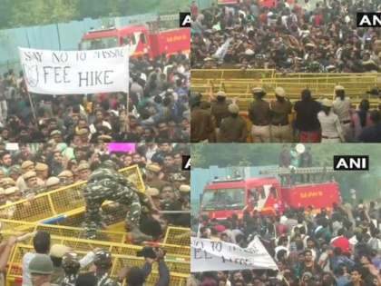 Jawaharlal Nehru Students' Union organises protest over different issues including fee hike, outside university campus | दिल्ली: फीस बढ़ोतरी को लेकर JNU के बाहर छात्रों का विरोध प्रदर्शन, भारी संख्या में फोर्स तैनात