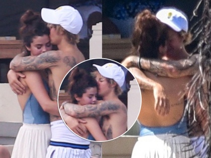 Justin Bieber and Selena Gomez kiss and come close at Jeremy Bieber father wedding in Jamaica | पापा की शादी में एक्स गर्लफ्रेंड सेलेना के साथ जस्टिन बीबर हुए क्लोज, वीडियो और तस्वीरें वायरल