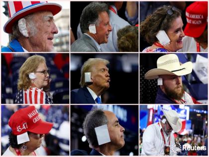 PICS: Republicans wear bandages on their ears to show support for Trump after assassination attempt, watch | PICS: हत्या की कोशिश के बाद ट्रम्प के प्रति समर्थन दिखाने के लिए रिपब्लिकन ने कान पर पट्टियाँ बाँधी, देखें PICS: Republicans wear bandages on their ears to show support for Trump after assassination attempt, watch | PICS: हत्या की कोशिश के बाद ट्रम्प के प्रति समर्थन दिखाने के लिए रिपब्लिकन ने कान पर पट्टियाँ बाँधी, देखें