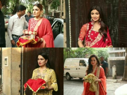 Karwa Chauth 2019 Bollywood actresses celebrate Shilpa Shetty Sonam Kapoor raveena tandon latest pics on Karva Chauth photos | Karva Chauth 2019: करवा चौथ मनाने सोनम कपूर के घर पहुंचीं शिल्पा शेट्टी समेत बॉलीवुड की ये दिग्गज अभिनेत्रियां, देखें तस्वीरें