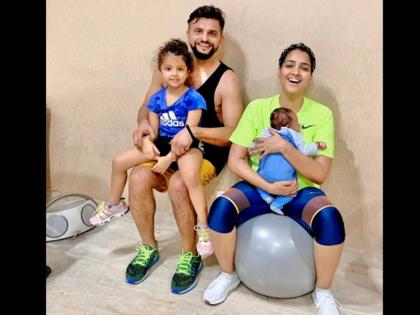 indian cricketer suresh raina share rio raina pic, says... | सुरेश रैना ने शेयर की बेटे रियो की तस्वीर, पत्नी समेत बेटी के साथ आ रहे नजर