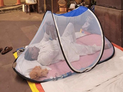 Protest Outside Parliament By Suspended MPs can be seen sleeping in mosquito nets | निलंबन के खिलाफ धरना दे रहे सांसद मच्छरों से परेशान, संसद परिसर में मच्छरदानी लगाकर काटी रात