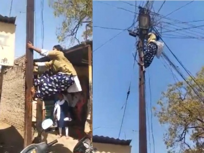 Maharshtra usha jagdale climb electric poles and fixing snapped wire watch viral video | खंभों पर चढ़कर बिना किसी सुरक्षा के टूटे तारों को जोड़ती है ये महिला, लोगों ने की आलोचना, देखें वायरल वीडियो
