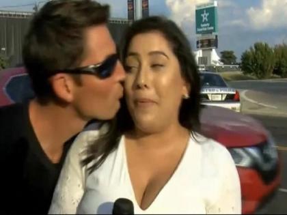 Man Kissed TV Reporter on Live tv show video goes viral Facing Harassment Charges | लाइव रिपोर्टिंग कर रही महिला पत्रकार को शख्स ने किया KISS, वीडियो वायरल होने के बाद हुआ कुछ ऐसा
