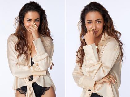 Hotness Alert ! मलायका अरोराने ब्लॅक मोनोकिनीवर केलं फोटोशूट, खुर्चीवर बसून दिल्या किलर पोझ