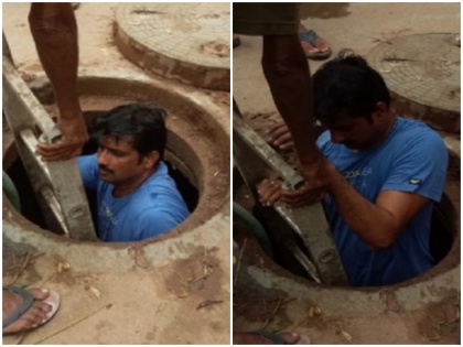 bjp Mangaluru Corporator Entering Manhole to Clean Drain Photos viral | कोई नहीं हुआ तैयार तो सफाई के लिए खुद सीवर में उतरे BJP पार्षद, तस्वीरें हुई वायरल तो कहा- 'ये तो मेरा फर्ज है'