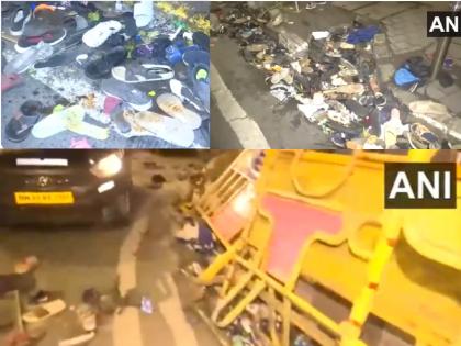Team India's parade view of Marine Drive Shoes scattered on the road broken barricades and injured people | सड़क पर बिखरे जूते, टूटे बैरिकेड्स और घायल हुए लोग..., टीम इंडिया की परेड के बाद मरीन ड्राइव का नजारा