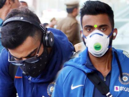 Coronavirus के खौफ में दिखे टीम इंडिया के खिलाड़ी, लखनऊ में मास्क लगाकर आए नजर, देखें तस्वीरें