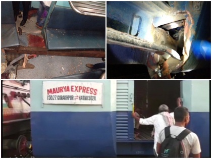 Maurya Express in Lakhisarai met accident, here is how it happened, watch video | वीडियोः चलती ट्रेन में घुस गई ट्रैक किनारे पड़ी पटरी, एक यात्री की मौत