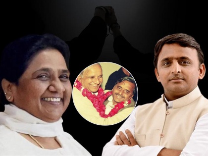 Mulayam-Kanshiram alliance defeated BJP 25 years ago, now Mayawati-Akhilesh turn | मुलायम-कांशीराम ने राम मंदिर आंधी में भी रोक दिया था बीजेपी का विजयरथ, माया-अखिलेश के लिए सबक