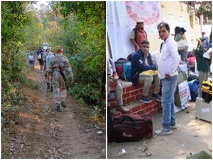 Meghalaya election Voting 27 feb Returning officers reach polling booths crossed rivers walked for hours | मेघालय में कल वोटिंगः नदियां-पहाड़ पार कर, घंटों पैदल चलकर मतदान केंद्रों तक पहुंचे निर्वाचन अधिकारी