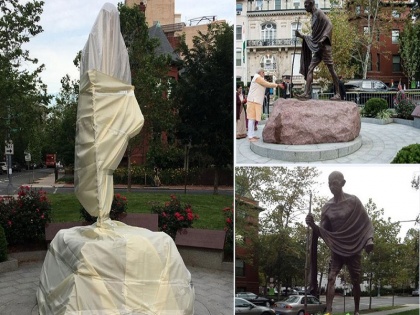 Protestors damage Mahatma Gandhi's statue America apologizes | प्रदर्शनकारियों ने महात्‍मा गांधी की प्रतिमा को पहुंचाया नुकसान, अमेरिका ने मांगी माफी