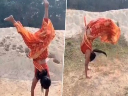 Video: mili sarkar Woman Performs Backflip In Saree, Leaves People Amazed | इस महिला ने साड़ी पहनकर किया टाइगर श्रॉफ के जैसा बैक फ्लिप स्टंट, वीडियो देखने के बाद दंग रह गए लोग
