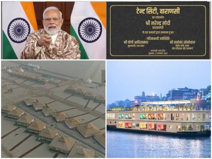 Varanasi PM Modi inaugurates Tent flag-off river cruise MV Ganga Vilas lays foundation stone several projects | पीएम मोदी ने वाराणसी में टेंट सिटी का उद्घाटन करने के साथ रिवर क्रूज एमवी गंगा विलास को दिखाई हरी झंडी, 1000 करोड़ से अधिक की परियोजनाओं की आधारशिला रखी