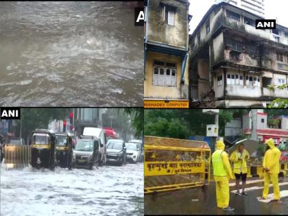 Pics: मुंबई में मूसलाधार बारिश, पानी से लबालब सड़कें और अंडर पास, ग्रांट रोड पर मकान का एक हिस्सा ढहा