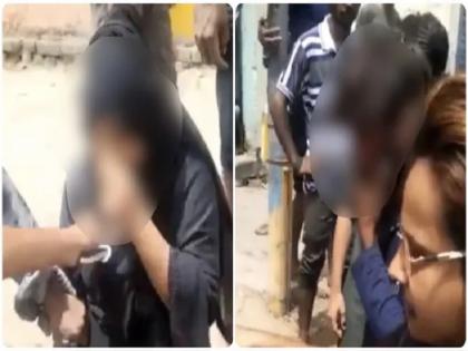 Ahmedabad: Muslim mob assaults a burqa-clad woman and a Hindu man travelling with her, video goes viral | अहमदाबाद: मुस्लिम भीड़ ने बुर्का पहनी महिला और उसके साथ यात्रा कर रहे एक हिंदू लड़के को सरेआम पीटा, वीडियो वायरल