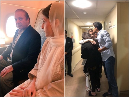 Nawaz Sharif and Maryam leave London for Pakistan, emotional farewell | लंदन एयरपोर्ट पर नम आंखों से रवाना हुए नवाज शरीफ और बेटी मरियम, लाहौर पहुंचते ही भेजे जाएंगे जेल