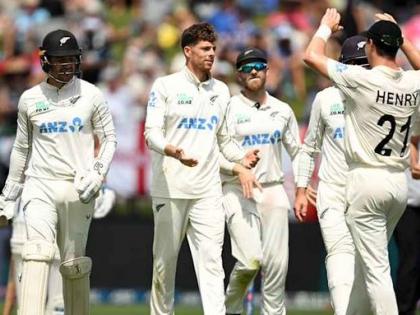 New Zealand vs England, 3rd Test series live ENG 143 NZ 347-136-3 New Zealand lead 340 runs Matt Henry William O'Rourke Mitchell Santner 10 wickets | New Zealand vs England, 3rd Test series: हेनरी, ओ’राउरकी और सेंटनर ने झटके 10 विकेट, इंग्लैंड 143 पर ढेर, न्यूजीलैंड को 340 रन की बढ़त