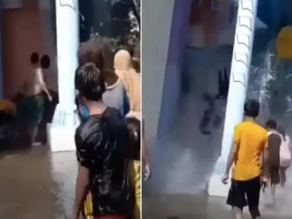 Caught On Camera Water Slide Snaps In Half Throws People 30-Feet Down | इंडोनेशिया के वाटर पार्क में हुआ बड़ा हादसा, बीच से ही टूटा वाटर स्लाइट, 30 फीट नीचे जमीन पर गिरे लोग, कैमरे में कैद हुआ खौफनाक मंजर!