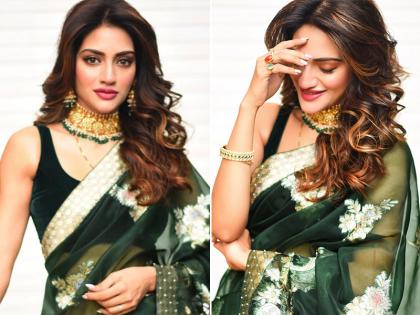 ट्रांसपेरेंट साड़ी पहनकर नुसरत जहां ने शेयर की तस्वीरे, शरमाते हुए दिए पोज, देखे तस्वीरे