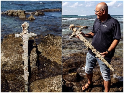 israel antiquities authority diver finds 900-year-old Crusader sword on mediterranean seabed | इजरायल के गोताखोर को भूमध्य सागर के तल से मिली 900 साल पुरानी क्रूसेडर तलवार, जानिए इसके बारे में