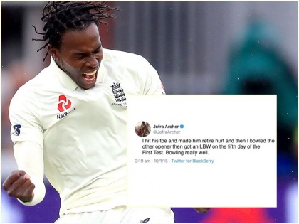 England vs West Indies, 1st Test: I hit his toe and made him retire hurt, Jofra Archer tweet goes viral | ENG vs WI, 1st Test, Day 5: जोफ्रा आर्चर पहले ही कर चुके थे बल्लेबाज को घायल करने का ऐलान, ट्वीट हुआ वायरल!
