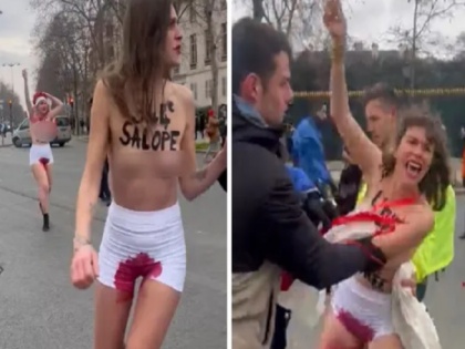 Paris Topless female activists disrupt annual anti-abortion demonstrations | पेरिस की सड़कों पर टॉपलेस होकर महिलाओं ने जमकर किया हंगामा, पुलिस ने हिरासत में लिया, जानें मामला