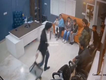 VIDEO: CCTV video of self-proclaimed Christian pastor Bajinder Singh slapping a woman and attacking an employee surfaces | VIDEO: स्वयंभू ईसाई पादरी बजिंदर सिंह का हिंसक वीडियो आया सामने, महिला को जड़ा थप्पड़ और कर्मचारी पर कुर्सी से किया हमला VIDEO: CCTV video of self-proclaimed Christian pastor Bajinder Singh slapping a woman and attacking an employee surfaces | VIDEO: स्वयंभू ईसाई पादरी बजिंदर सिंह का हिंसक वीडियो आया सामने, महिला को जड़ा थप्पड़ और कर्मचारी पर कुर्सी से किया हमला