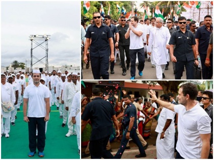 Photos Rahul Gandhi seen different style 2ndday Bharat Jodo Yatra left kurta came out in T-shirt pants | Photo: भारत जोड़ो यात्रा के दूसरे दिन अलग अन्दाज में दिखे राहुल गांधी, कुर्ता छोड़ टी-शर्ट और पैंट में निकले कांग्रेस नेता