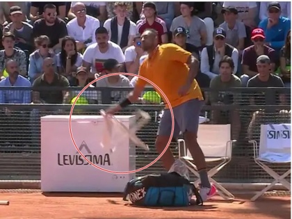 Nick Kyrgios Smashes Racquet, Throws Chair Before Storming Off Court | इटली ओपन: मैच के दौरान भड़के निक किर्गियोस, उठा कर फेंक दी कुर्सी, देखें VIDEO