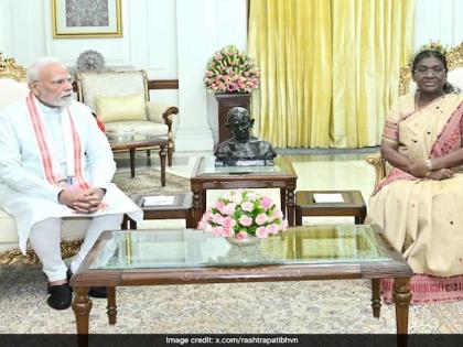 PM Narendra Modi and amit shah meets President Droupadi Murmu amid Parliament deadlock Vice Presidential election Sunday called Rashtrapati Bhavan Parliament Disruptions | संसद गतिरोध और उपराष्ट्रपति चुनाव के बीच राष्ट्रपति मुर्मू से मिले पीएम मोदी और अमित शाह