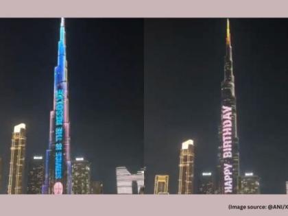 Watch Dubai’s Burj Khalifa illuminates wish PM Narendra Modi on his 75th birthday Indian tricolor displaying picture 'Happy Birthday', '75 years' 'Service is resolution' | दुबई की बुर्ज खलीफा भारतीय तिरंगे की रोशनी में जगमग, पीएम मोदी की कई तस्वीरें प्रदर्शित,  ‘हैप्पी बर्थडे’, ‘75 वर्ष’ और ‘सेवा ही संकल्प है’, देखें वीडियो
