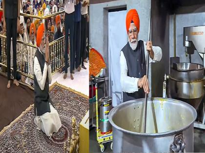 PM Modi visits Gurudwara Patna Sahib first pm offers prayers serves langar ahead of poll rallies Wears Turban Bihar see video pics | PM Modi visits Gurudwara Patna Sahib: तख्त साहिब गुरुद्वारा इतिहास में पहली बार किसी प्रधानमंत्री ने टेका मत्था, केसरिया रंग पगड़ी बांध लंगर सेवा, देखें वीडियो और तस्वीरें
