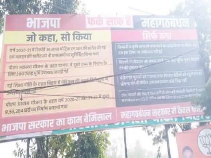 BJP attacks the Grand Alliance government in Bihar through a poster, compares it with the BJP rule | बिहार में भाजपा का पोस्टर के जरिए महागठबंधन सरकार पर हमला, बीजेपी शासन से की तुलना, कहा- फर्क साफ है