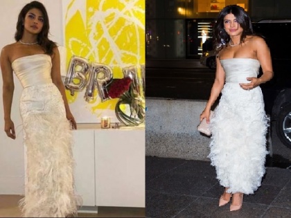 Priyanka Chopra looked stunning in white gown during her bridal shower party in tiffany new york | प्रियंका चोपड़ा ने अमेरिका में दोस्तों को दी 'ब्राइडल शावर' पार्टी, पहना लाखों का ड्रेस, देखें तस्वीरें