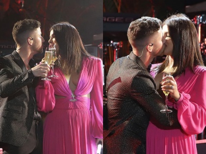 Priyanka Chopra kisses Nick Jonas at a New Year party, These pictures and videos are going viral on social media | न्यू ईयर पार्टी में प्रियंका चोपड़ा को निक जोनास ने इस अंदाज में किया Kiss, सोशल मीडिया पर वायरल हो रही हैं ये तस्वीरें और वीडियो