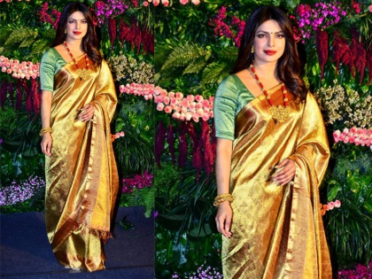 Priyanka Chopra wear saree in Joe Jonas-Sophie Turner wedding | जेठ की शादी पर देसी अंदाज में दिखीं प्रियंका चोपड़ा, साड़ी पहने इंडियन लुक में छा गईं उनकी ये तस्वीर