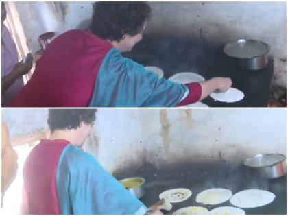 Priyanka Gandhi made dosa in restaurant in Karnataka 2 dosas got burnt due to not turning on time watch video | कर्नाटक में चुनाव प्रचार के बीच प्रियंका गांधी जब एक रेस्तरां पहुंचकर बनाने लगीं डोसा, देखें वीडियो