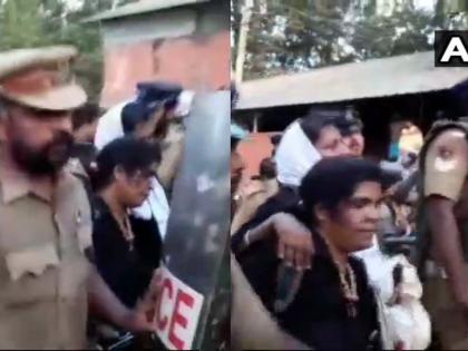 sabrimala templeTwo women devotees Pampa base camp stopped by protesters | पुलिस प्रोटेक्शन में सबरीमाला मंदिर जा रहीं दो महिलाओं का श्रद्धालुओं ने रास्ता रोका, तनाव जारी