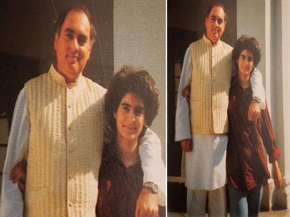 rajiv gandhi death anniversary congress leader priyanka gandhi vadra shares last photo with rajiv gandhi | पिता राजीव गांधी के साथ ली गई आखिरी तस्वीर शेयर कर भावुक हुईं प्रियंका गांधी, ट्विटर पर छलका दर्द, लिखीं ये लाइनें