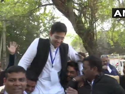 Delhi Rajinder Nagar Assembly (vidhan Sabha) result live update vote counting percentage winner loser party candidate ka taza Samachar Bulletin news in hindi | Delhi Rajinder Nagar Seat Result: आप के राष्ट्रीय प्रवक्ता राघव चड्ढा 20058 वोटों से जीते, कहा-केजरीवाल असली देशभक्त हैं